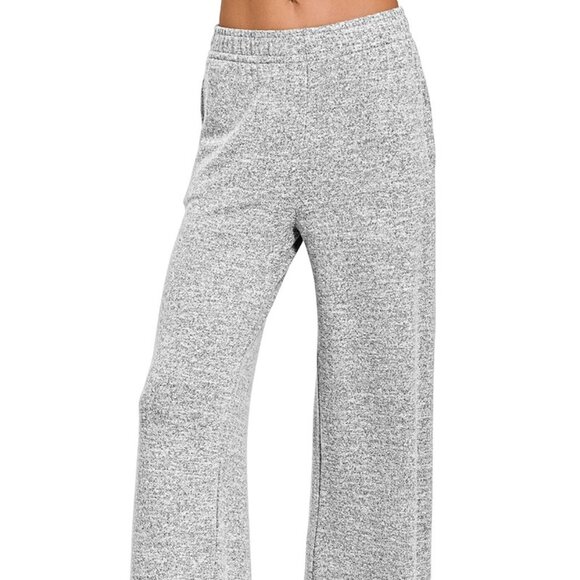 Zenana Soft Melange Hacci Elastic Waistband Lounge Pants - Picture 1 of 3